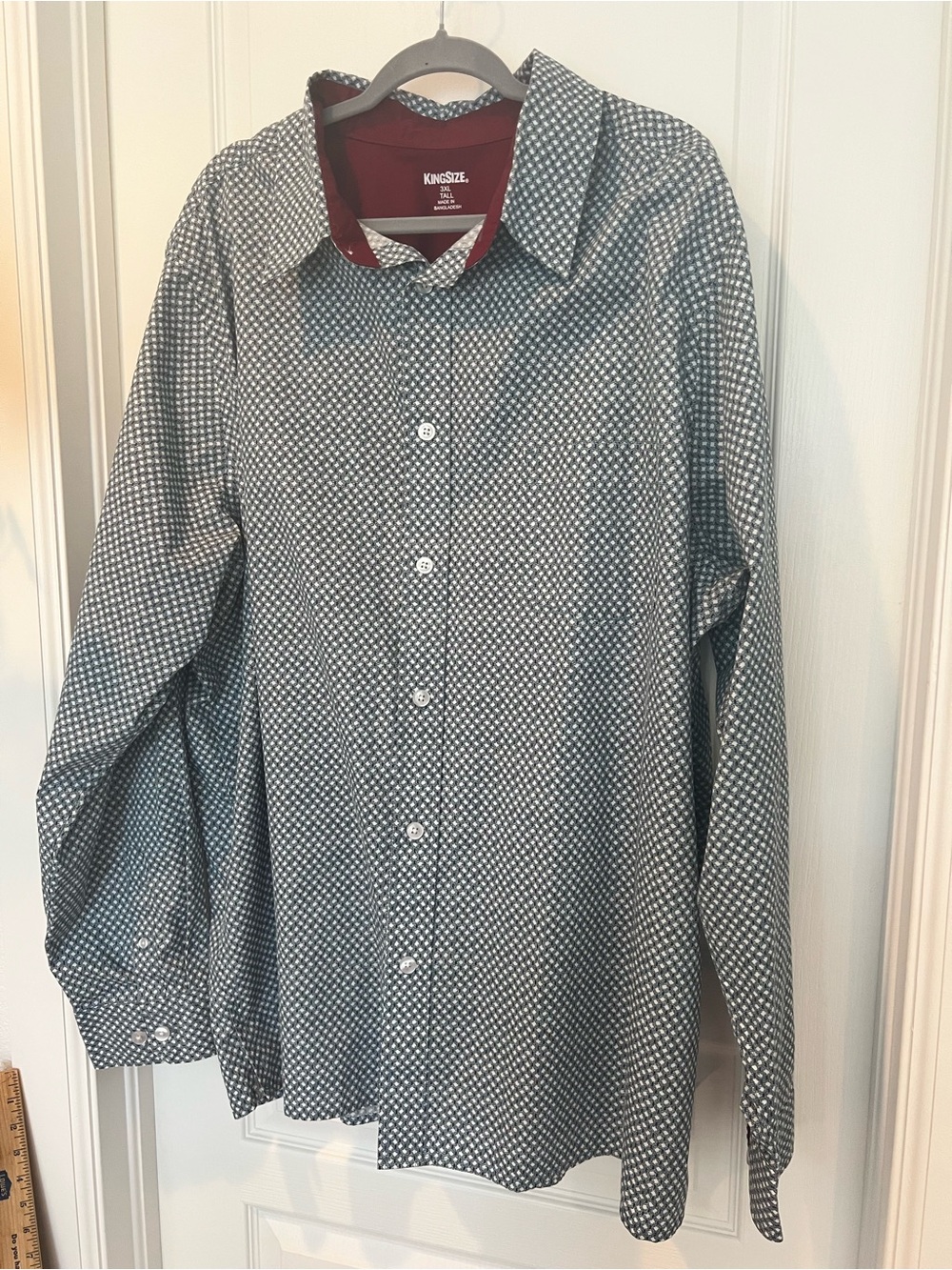 Men's Kingsize 3XLT Geometric Patterned Button-Up Shirt Professional